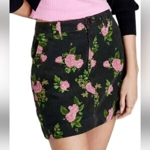 Wild Fable Black and Pink Floral Mini Skirt